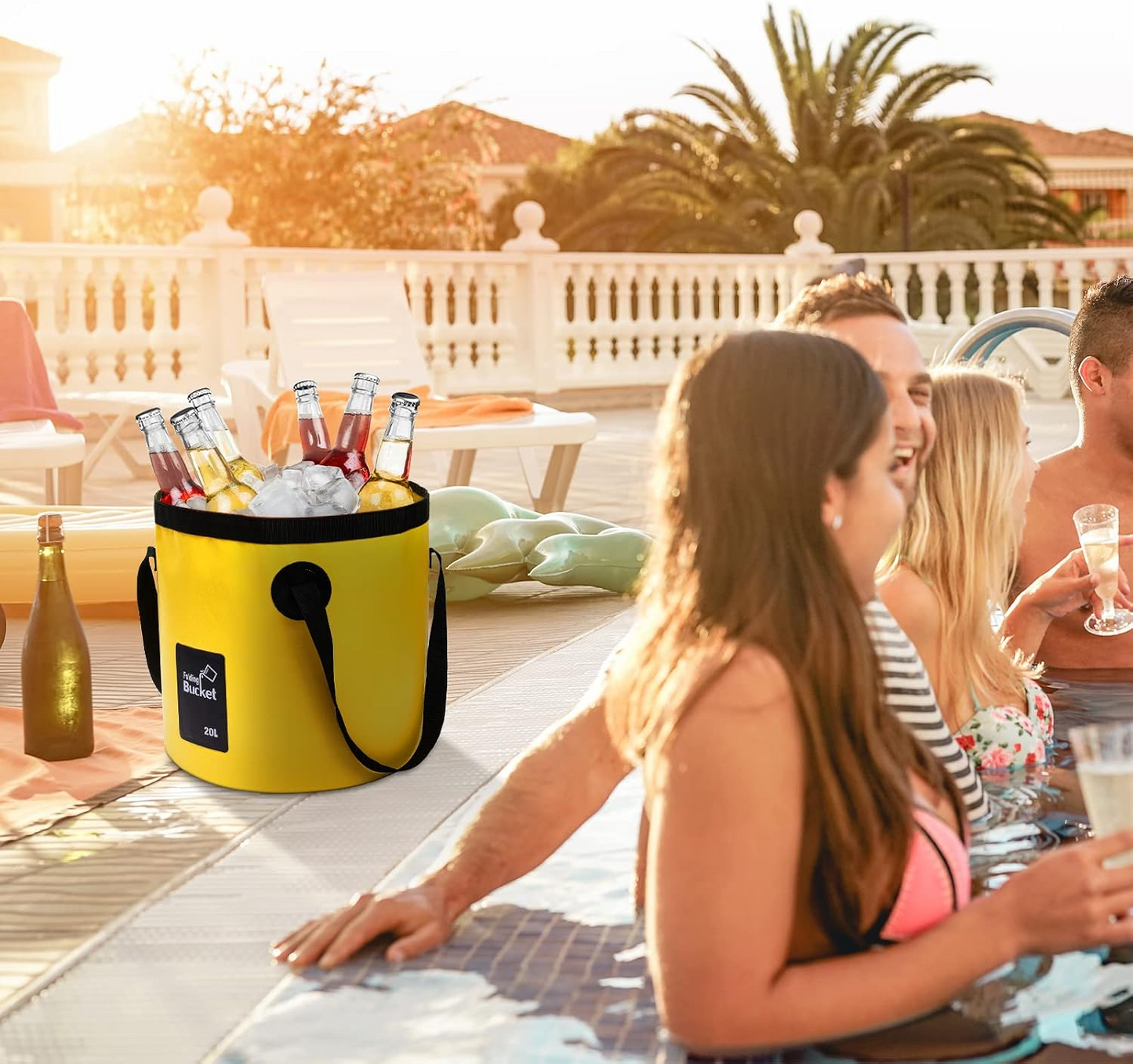 5-Gallon Collapsible Bucket – Blue, Yellow, Orange, Black