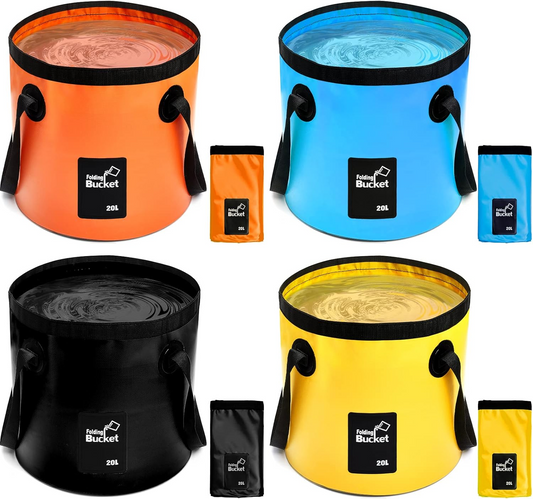 5-Gallon Collapsible Bucket – Blue, Yellow, Orange, Black