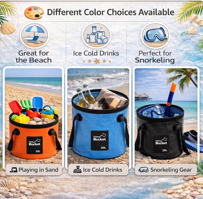 5-Gallon Collapsible Bucket – Blue, Yellow, Orange, Black